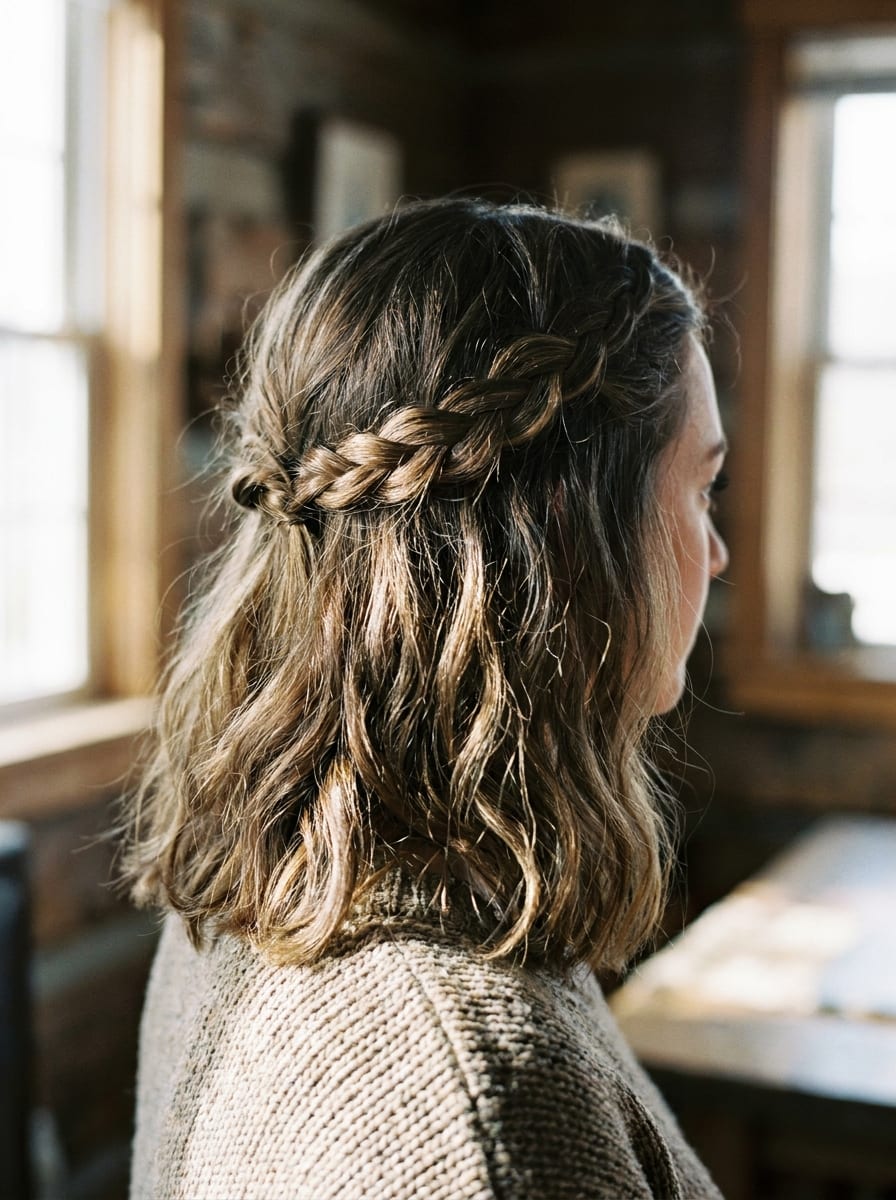 Geflochtener Half-up Twist - Hochsteckfrisur für mittellange Haare